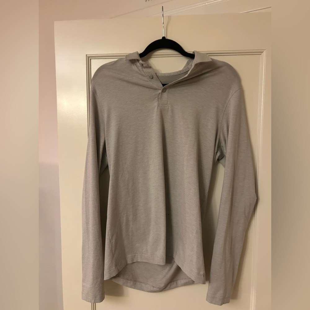 Lululemon Gray Long Sleeve Polo Shirt